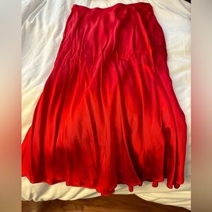 Red silky skirt!